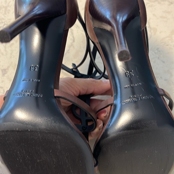 Saint Laurent Cassandra YSL logo Heels Brown 38 🤎 - Picture 9 of 10